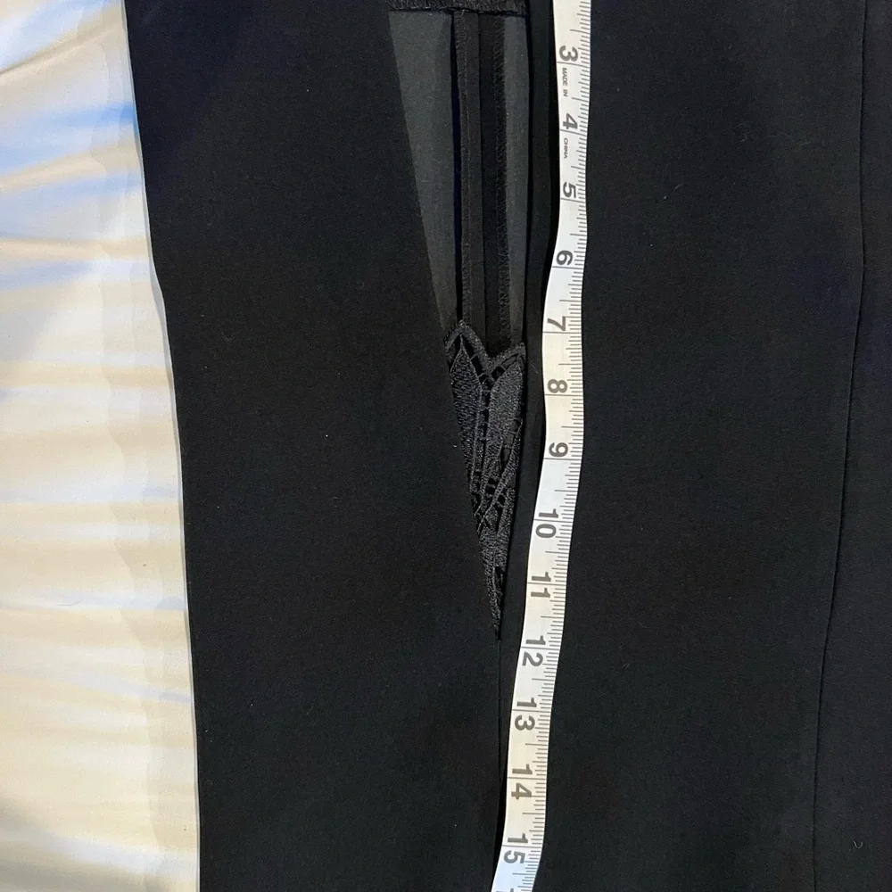 Elie Tahari Black Dress w/ lace slit - Picture 6 of 8